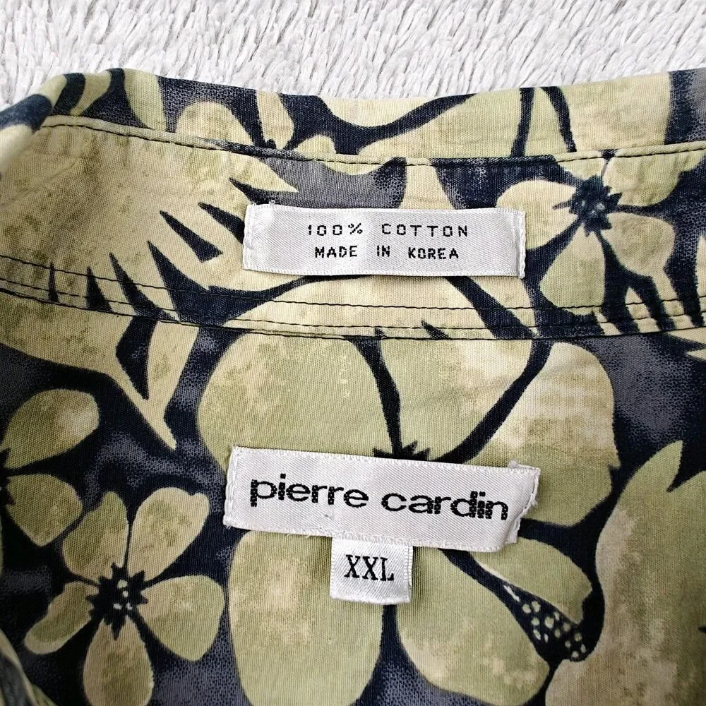 Vintage Pierre Cardin Shirt Men's XXL Hawaiian Floral Beach Vacation 100% Cotton